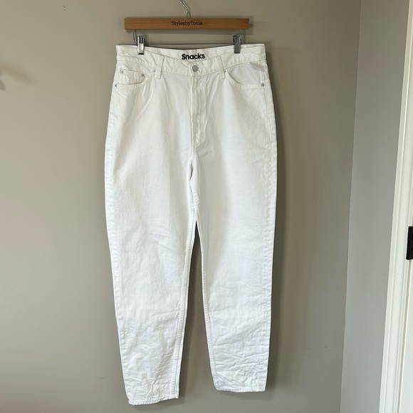 MOTHER Snacks High Waist Twizzy Jean Skimp Sticky Rice White Straight Leg 34 NEW - Picture 4 of 14